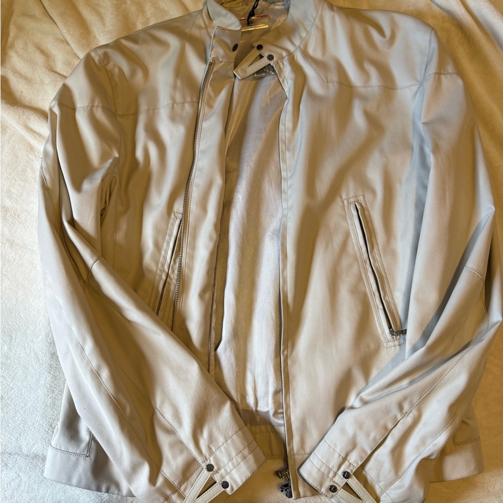 Versace Tan Lightweight Shirt Jacket with Ribbed Cuffs